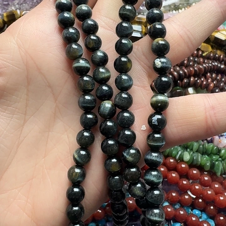 玛瑙/玉髓未镶嵌珠宝半成品一条8mm蓝黄虎