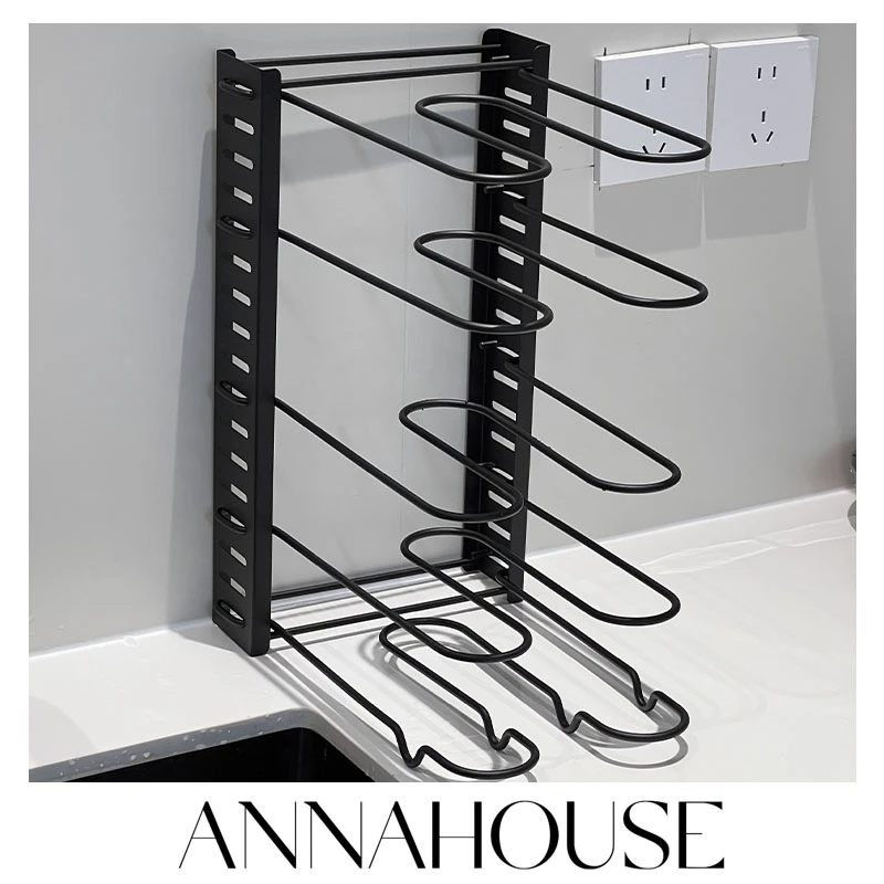 ANNAHOUSE可调节锅具收纳置物架台面柜内多功能锅盖放置架AX