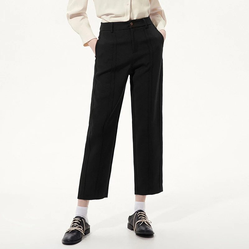 K030高腰烟管长裤遮胯宽裤子休闲裤女51HA0P0011