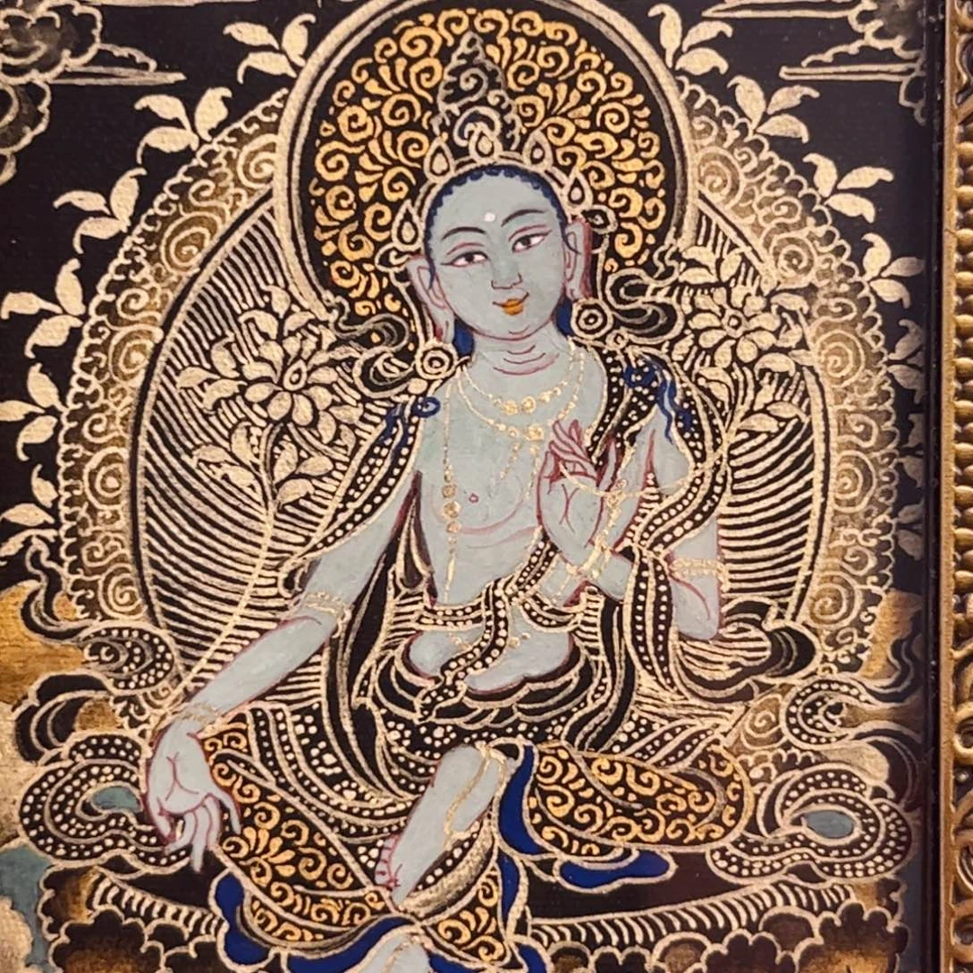 吊坠青海热贡手绘绿妈妈