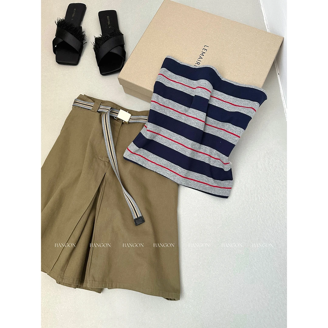BANGON 复古抹胸套装裙短款辣妹风百搭2025年夏季新款港味两件套