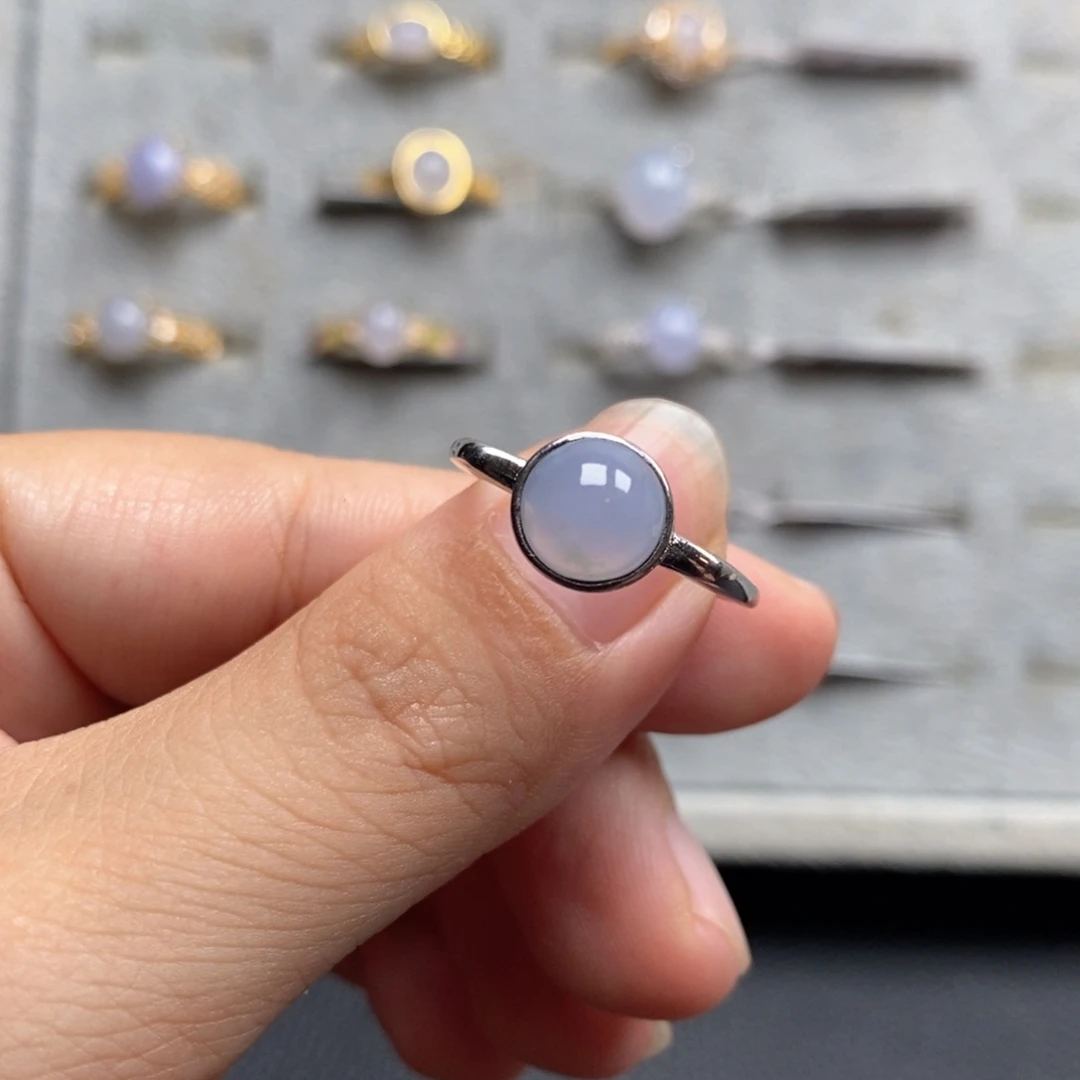 翡翠戒指银S925镶嵌戒指