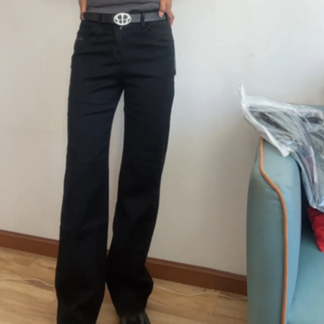 超级显瘦自带腰带裤子经典百搭高腰复古弹力时尚