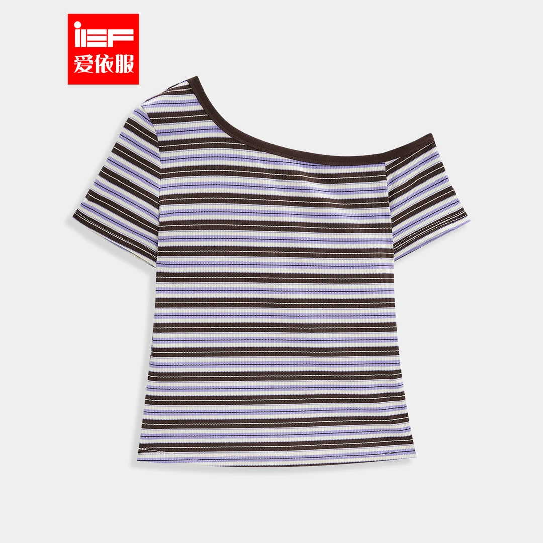 IEF/爱依服2025夏季新款韩版时尚小众设计感条纹显瘦通勤百搭上衣