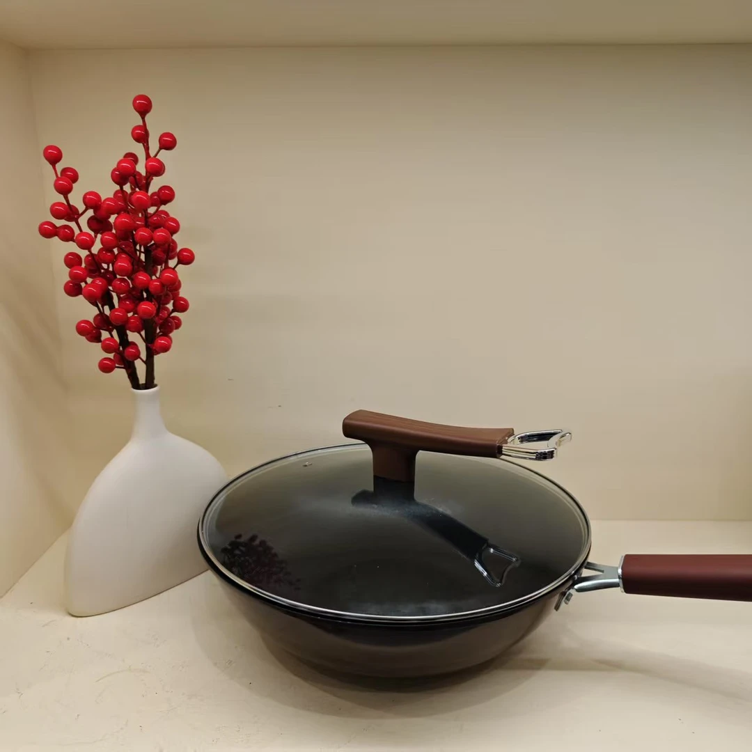 家用平底小炒锅炒菜锅炒锅不粘锅电磁炉通用随机发货 NN