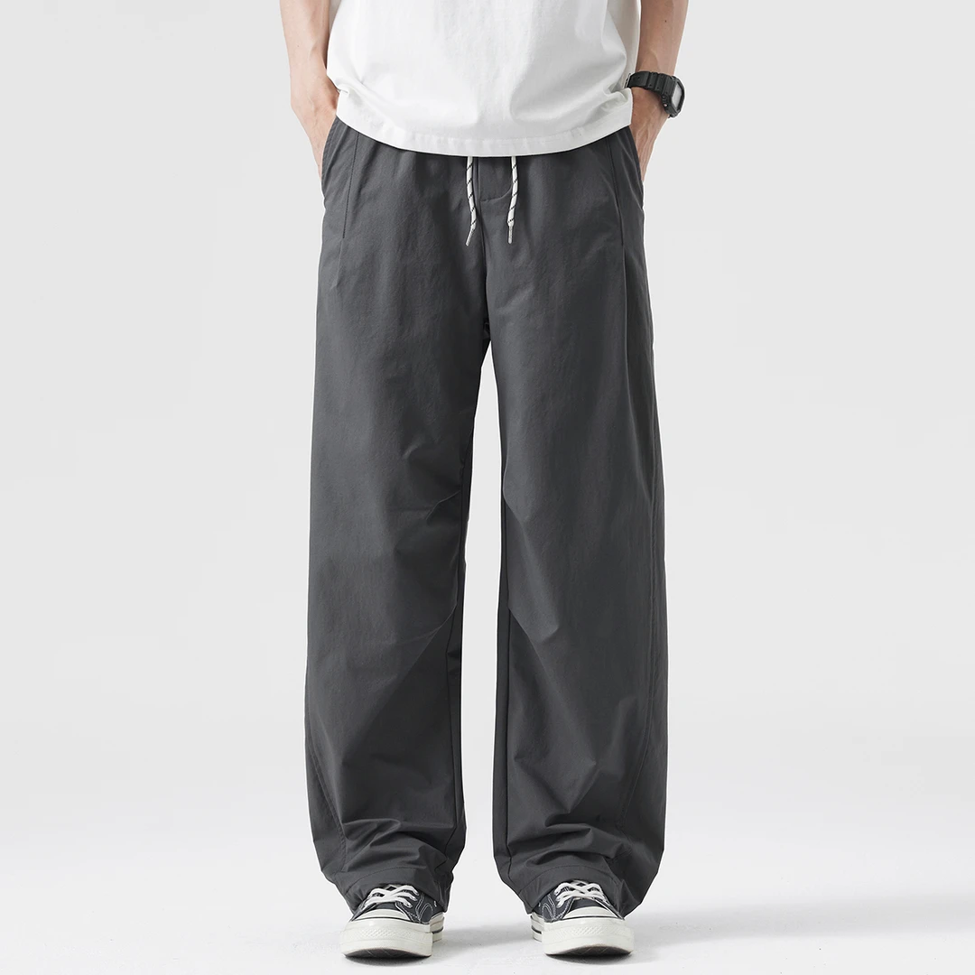 Kuvine夏季新款日系户外伞兵裤抽绳调节凉感薄款宽松弯刀休闲裤男