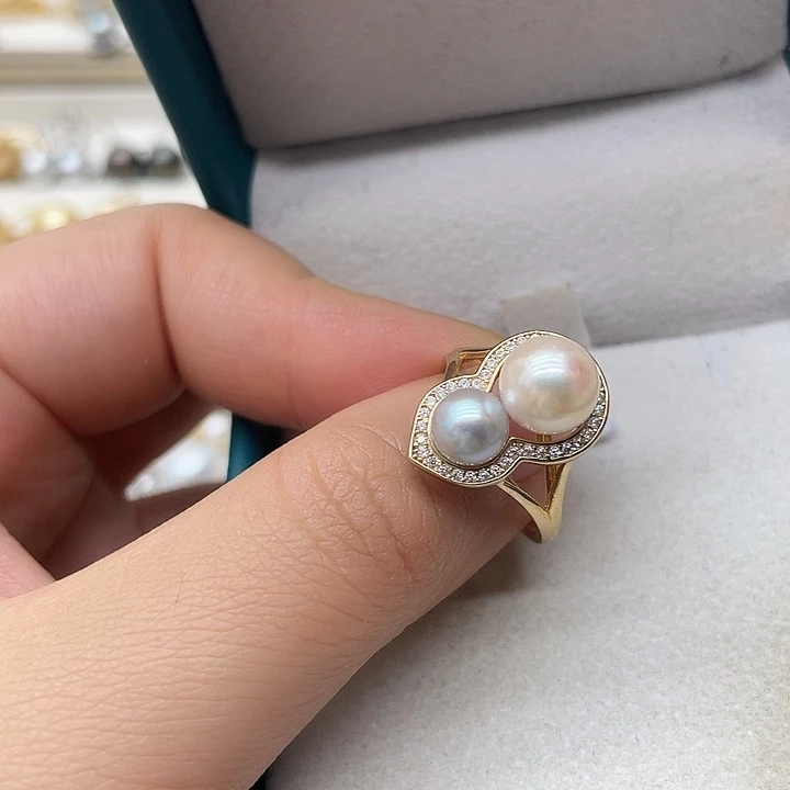 海水珍珠戒指银S925镶嵌