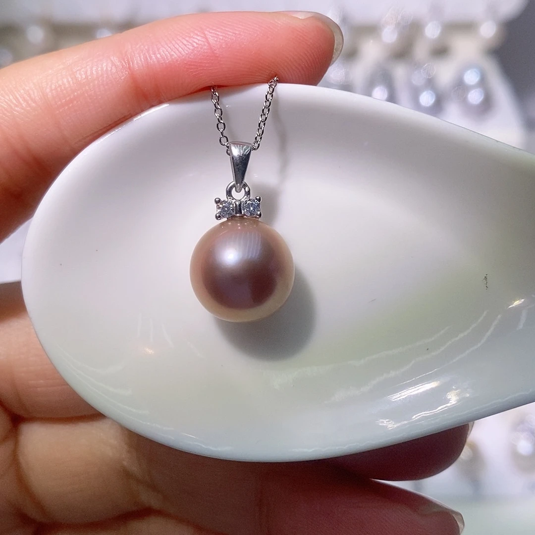 淡水珍珠吊坠(赠链)银S925镶嵌尺寸11/12毫米