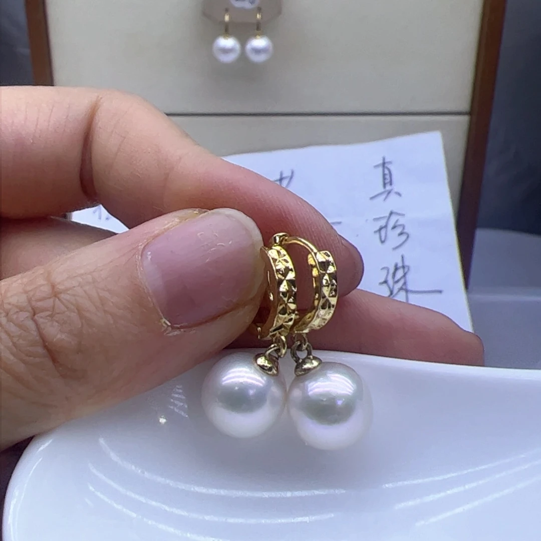 淡水珍珠耳饰银S925镶嵌