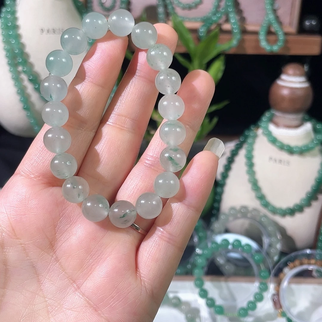 石英质玉（非洲翠）合金手链