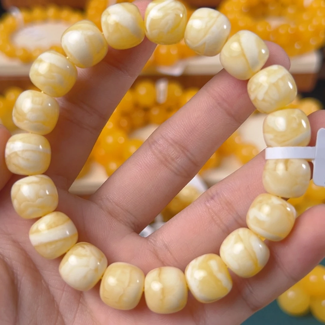 手链琥珀未镶嵌19.97g俄料虎皮纹12mm ad