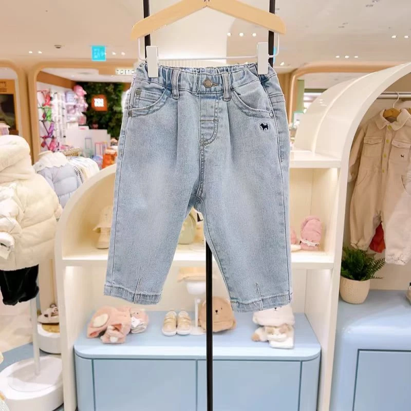 067-韩国童装春儿童简约百搭牛仔长裤25221