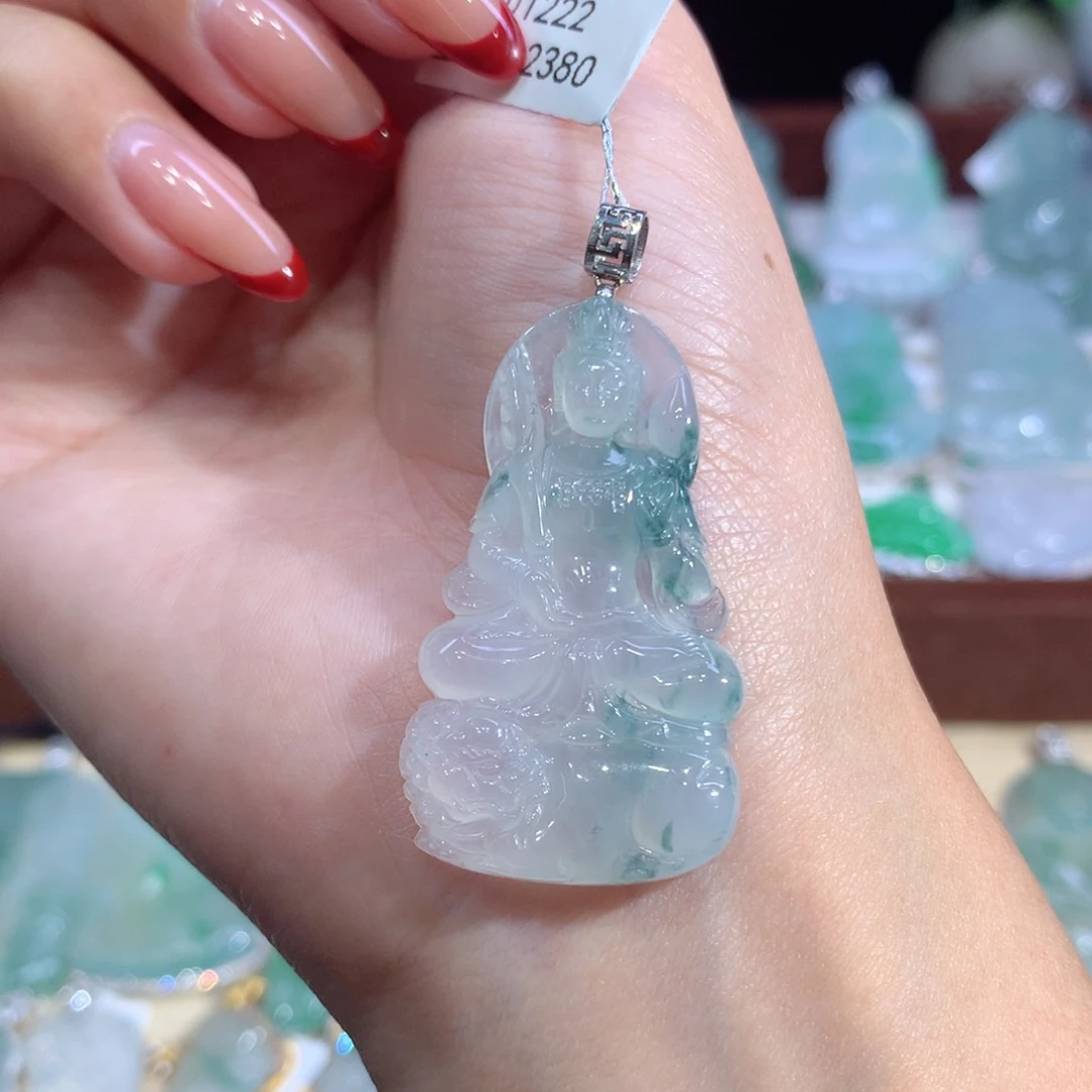 吊坠(不含链)18K金镶嵌翡翠