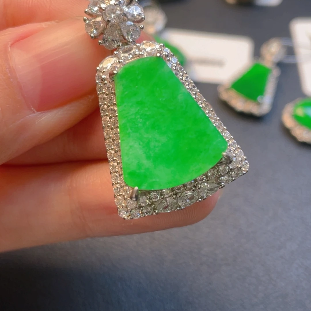 翡翠银S925镶嵌吊坠(不含链)