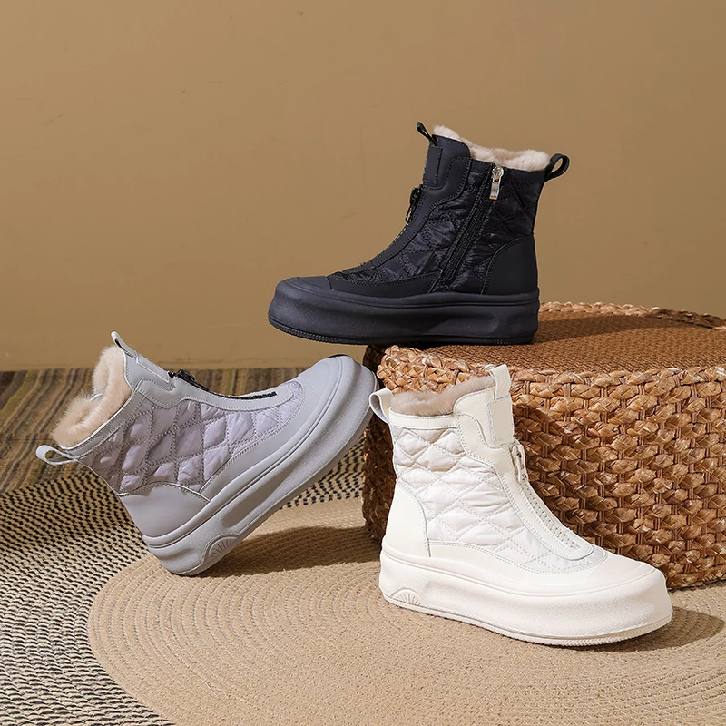 厚底雪地靴女2025秋冬新款加绒保暖棉鞋百搭防滑短靴25399