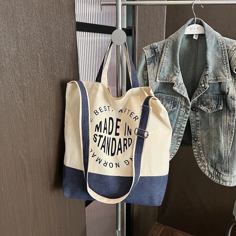 文艺休闲帆布包女2025春夏新款学生上课通勤单肩包潮斜挎包