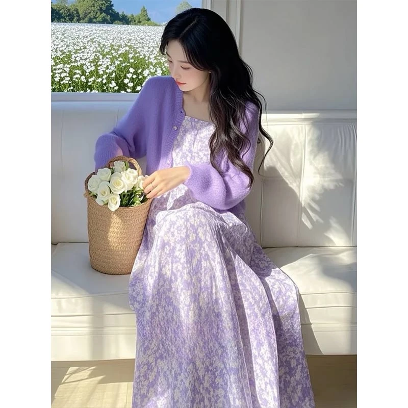 韩版紫色设计感洋气套装女2025年春秋季新款小众潮流高级感两件套