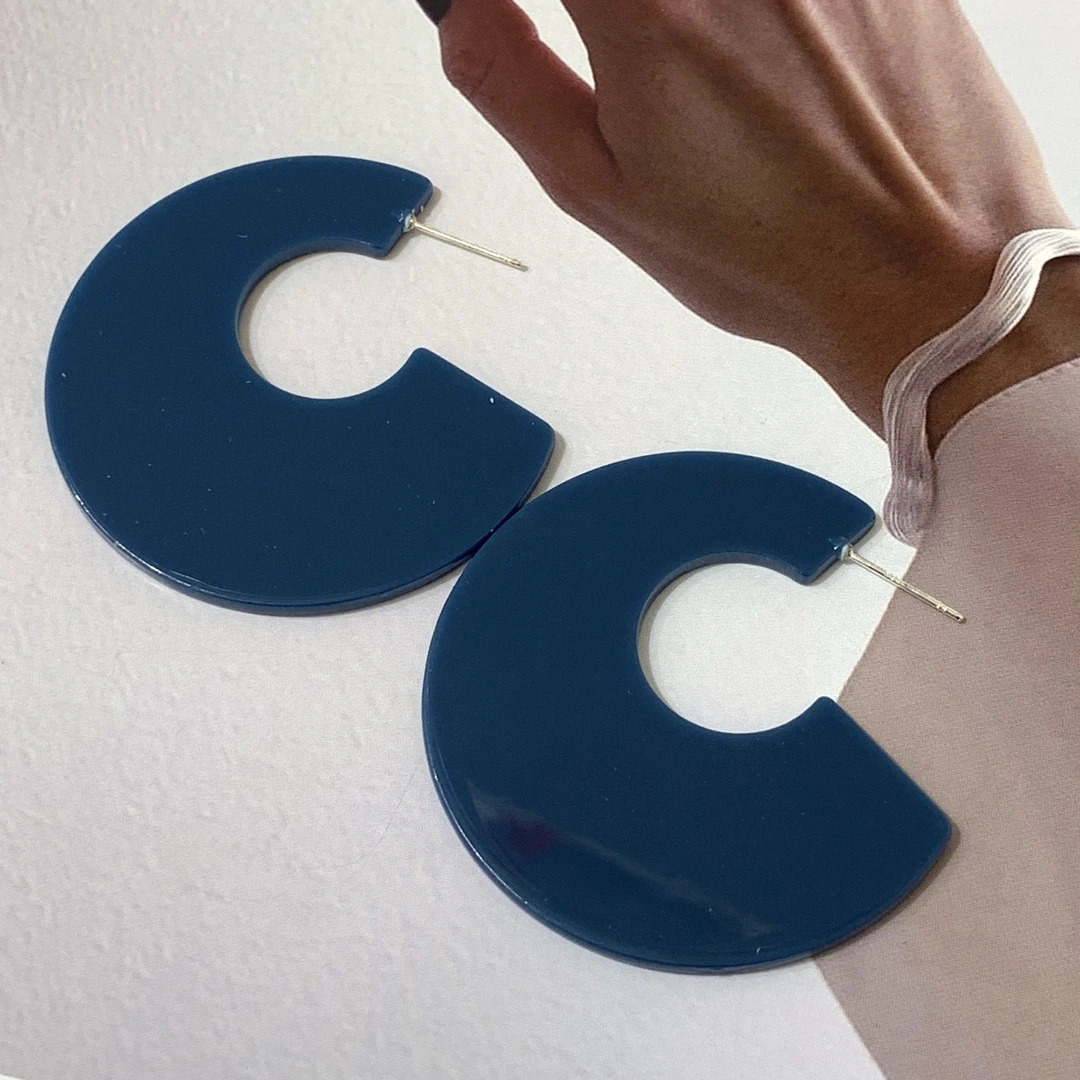 钛钢耳饰 LARVINA法式气质蓝色耳圈