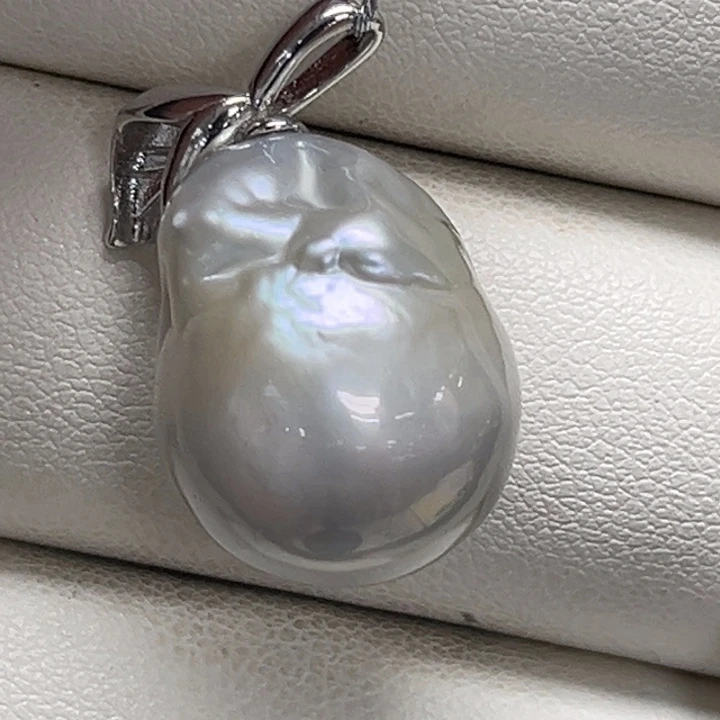 颈饰银S925镶嵌海水珍珠澳巴吊坠38号