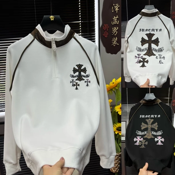 秋季新品拼接刺绣套头情侣休闲冬季卫衣百搭长袖宽松潮流K559