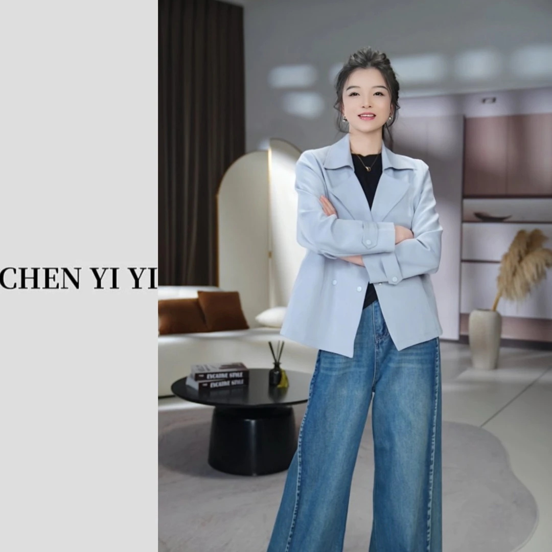 C【星海】微胖女装卡其色短款风衣女2025春秋新款宽松小个子短外套