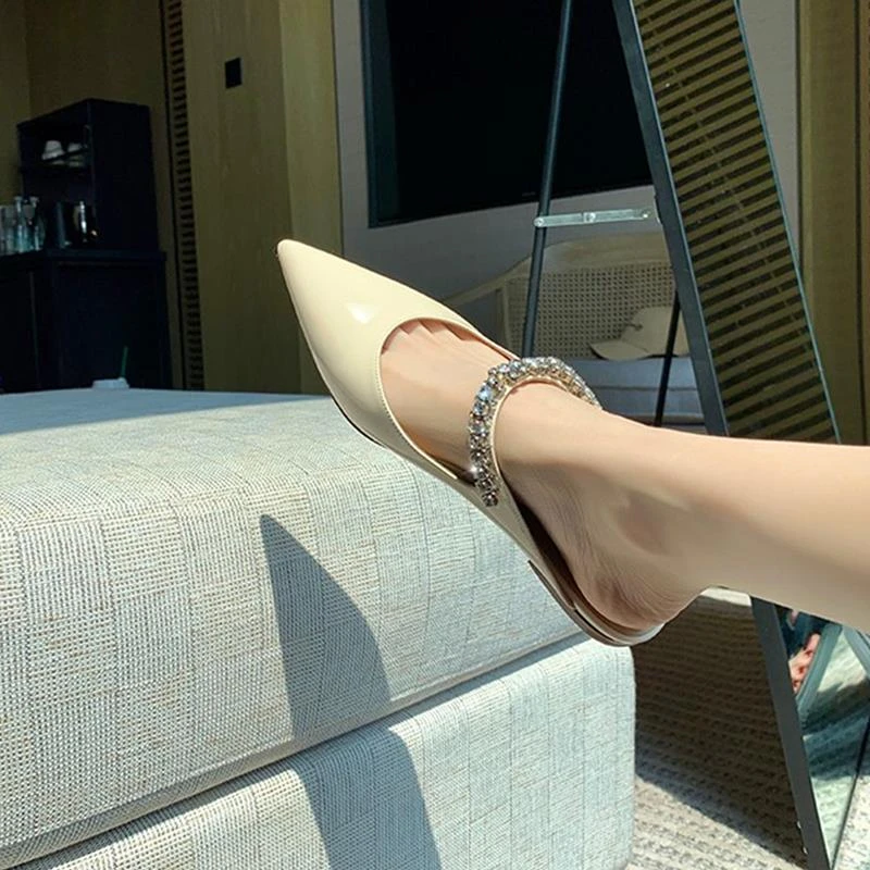 【法国Youtina&Shoes品牌正品】包头半拖鞋女夏季水钻半托外穿凉