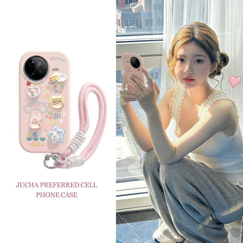 立体兔子小熊适用苹果16e手机壳新款vivos30小众荣耀magic7高颜值