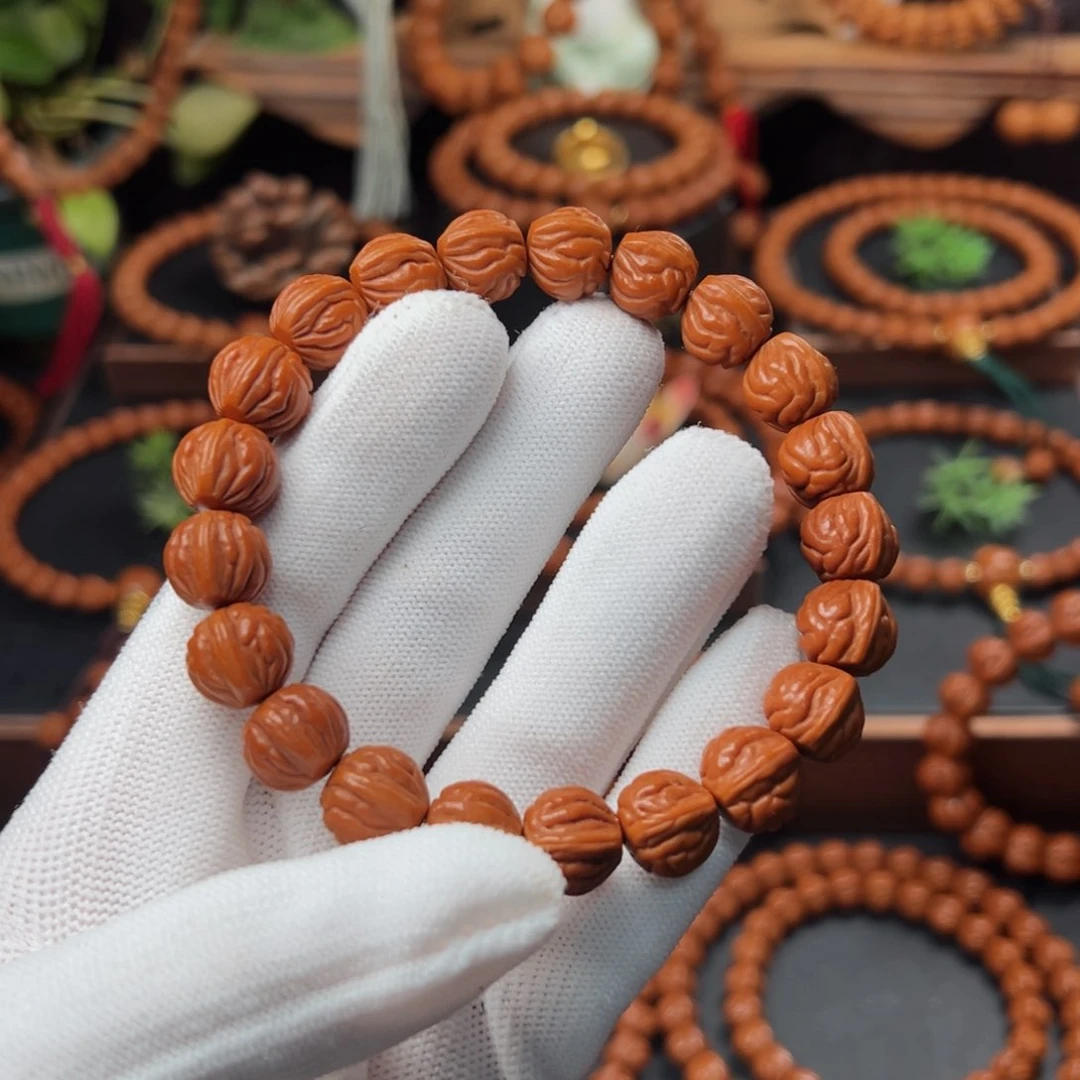 吊坠桃核老***途1.2野生双脊龙手串