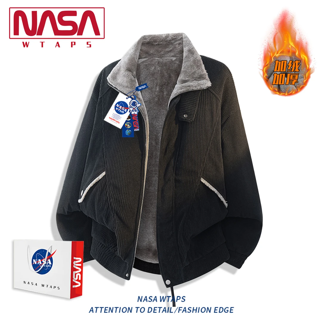 NASA WTAPS双面绒座山雕男外套保暖加厚加绒棉服重磅休闲棉衣夹克
