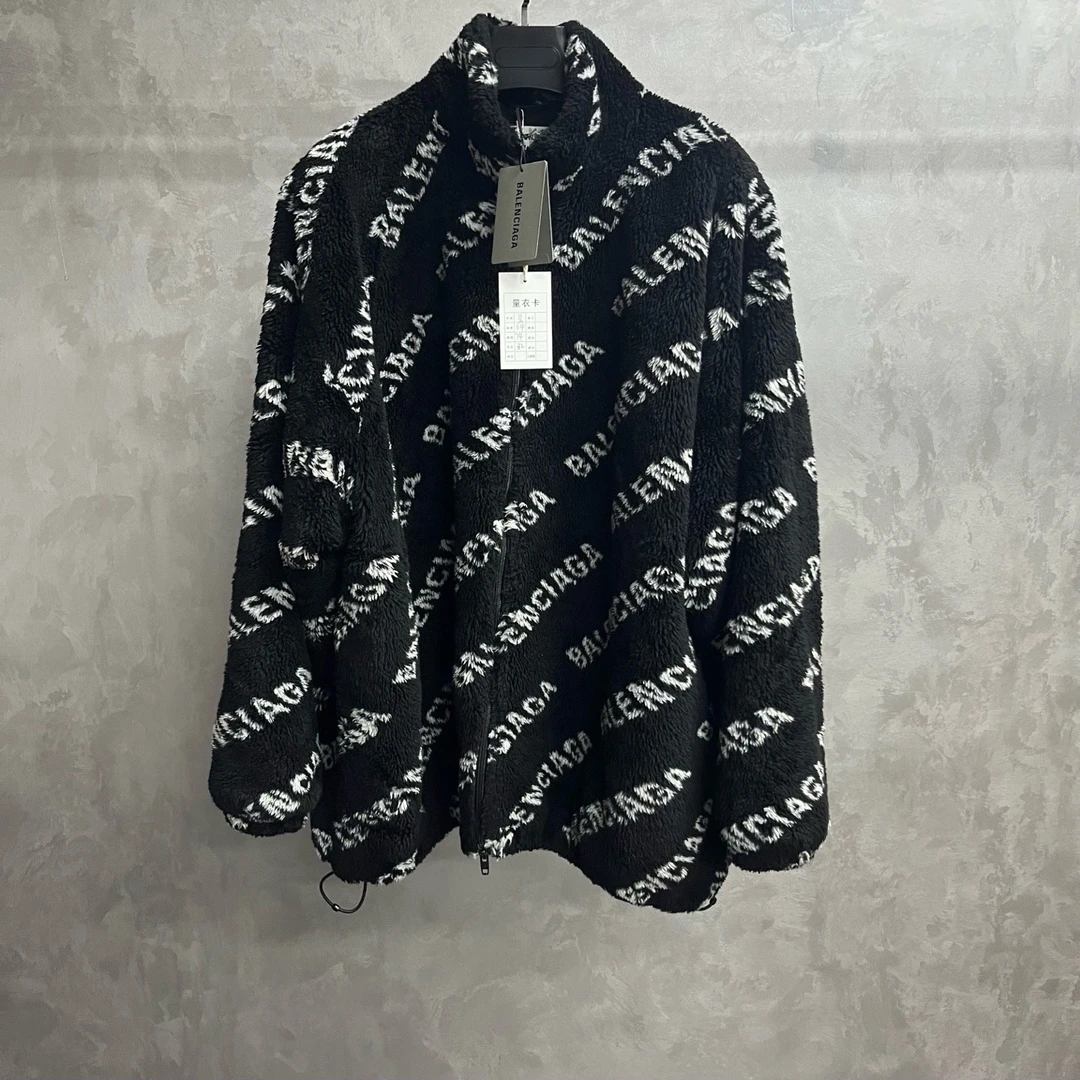 未使用 Balenciaga/巴黎世家 黑色立领落肩袖宽松夹克/36