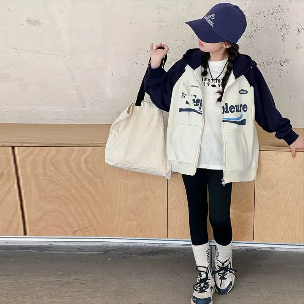 501121《现》冬季韩版优选儿童休闲舒适百搭加棉连帽卫衣外套