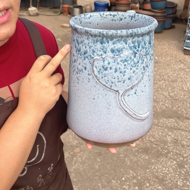 紫砂花盆口17高26瑕疵瑕疵