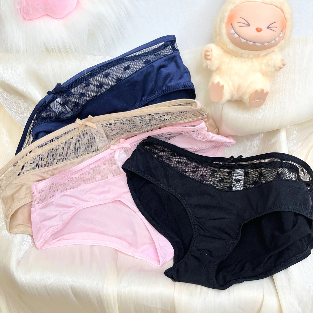 蕾丝内裤缎面牛奶丝舒适性感女士夏季透气薄无痕中低腰日系三角裤