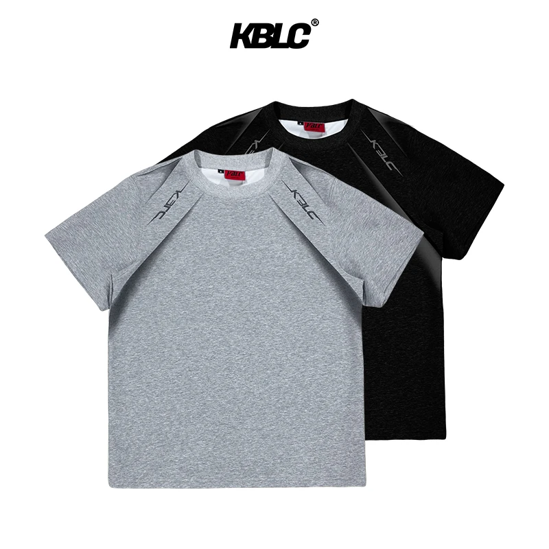 KBLC25春夏棉感空气层花灰黑色喷色圆领短袖基础百搭情侣同款T恤