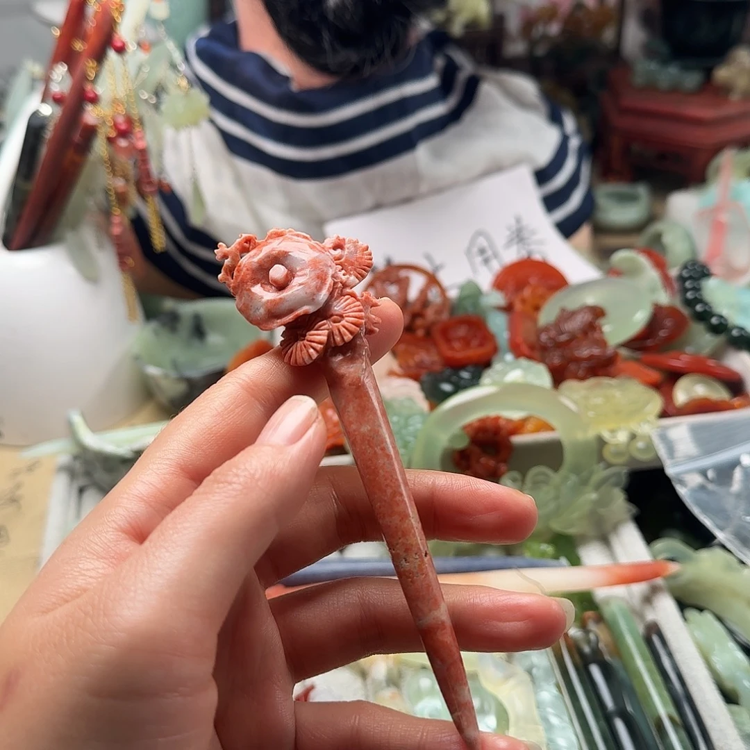 蛇纹石玉合金发饰