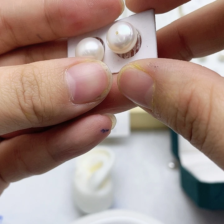 淡水珍珠耳饰银S925镶嵌白*白