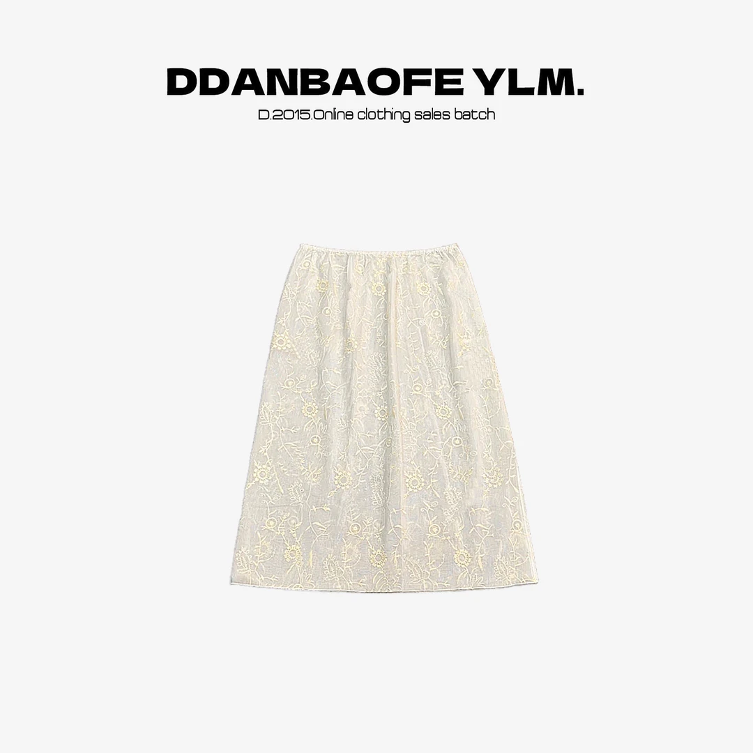 【DAYO预】桑蚕丝混纺刺绣薄透无内衬半身裙 YLM001162