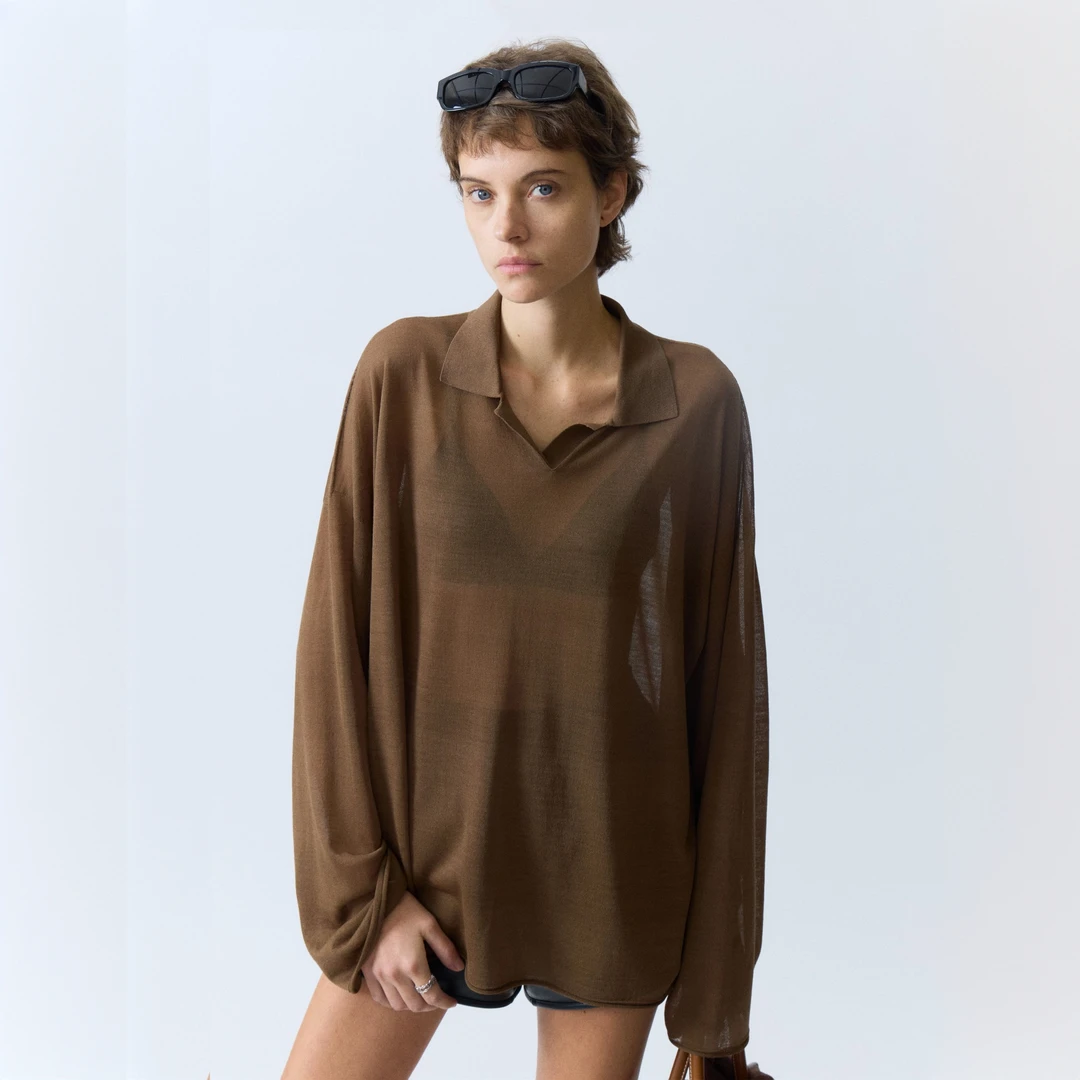 UNICA/0压空气感_干爽微透“面膜”针织衫T恤