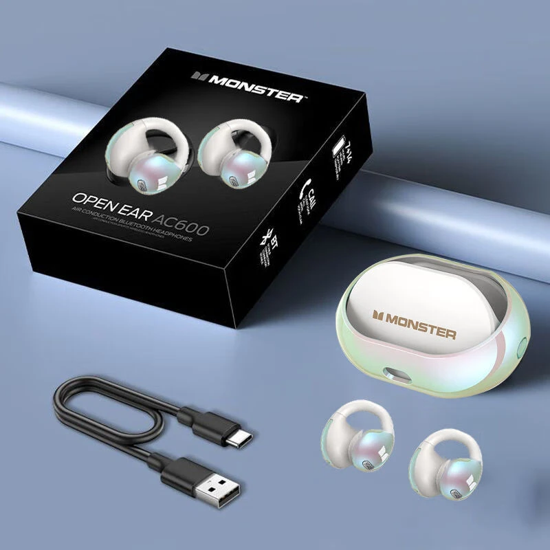 MONSTER/魔声AC600蓝牙耳机无线夹耳式超长续航游戏运动华为通用