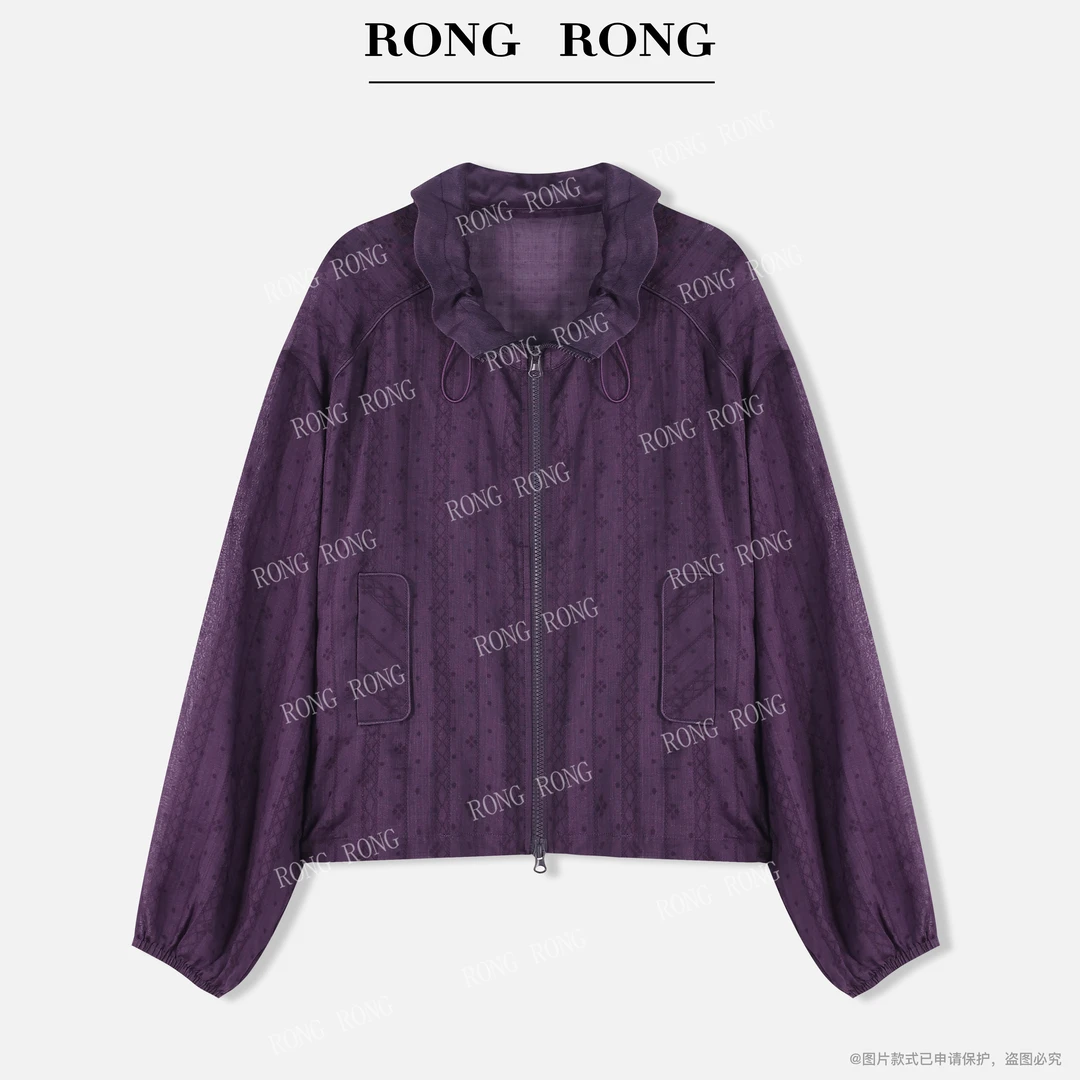 溶溶【紫韵夏日】RONGRONG100苎麻舒适印花刺绣优雅外套MZ-25XPW256