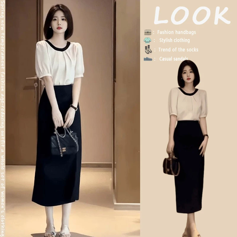 夏季搭配一整套时尚今年流行套装通勤气质短袖显瘦半身裙两件套