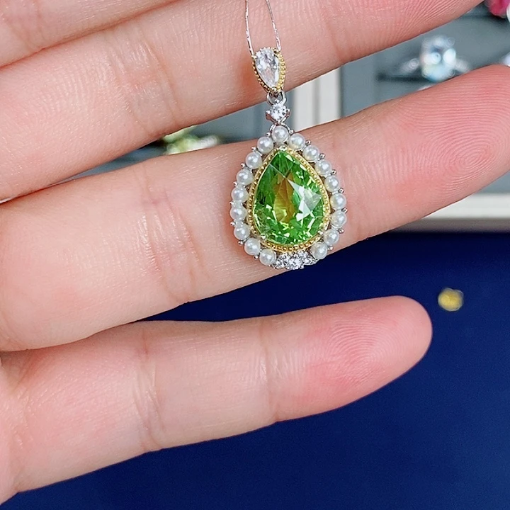 银S925镶嵌吊坠(赠链)绿色碧玺杨**依