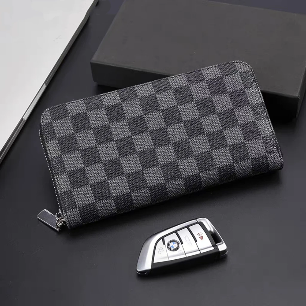 经典格子男女通用多卡位手拿包