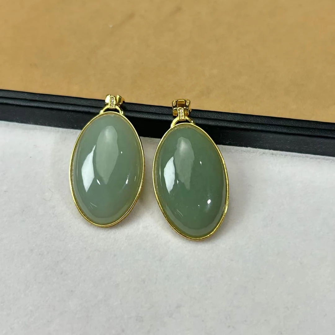 【睿泽鉴宝】S925和田玉蛋面吊坠多样性发一/有瑕 35*23*7 V0103