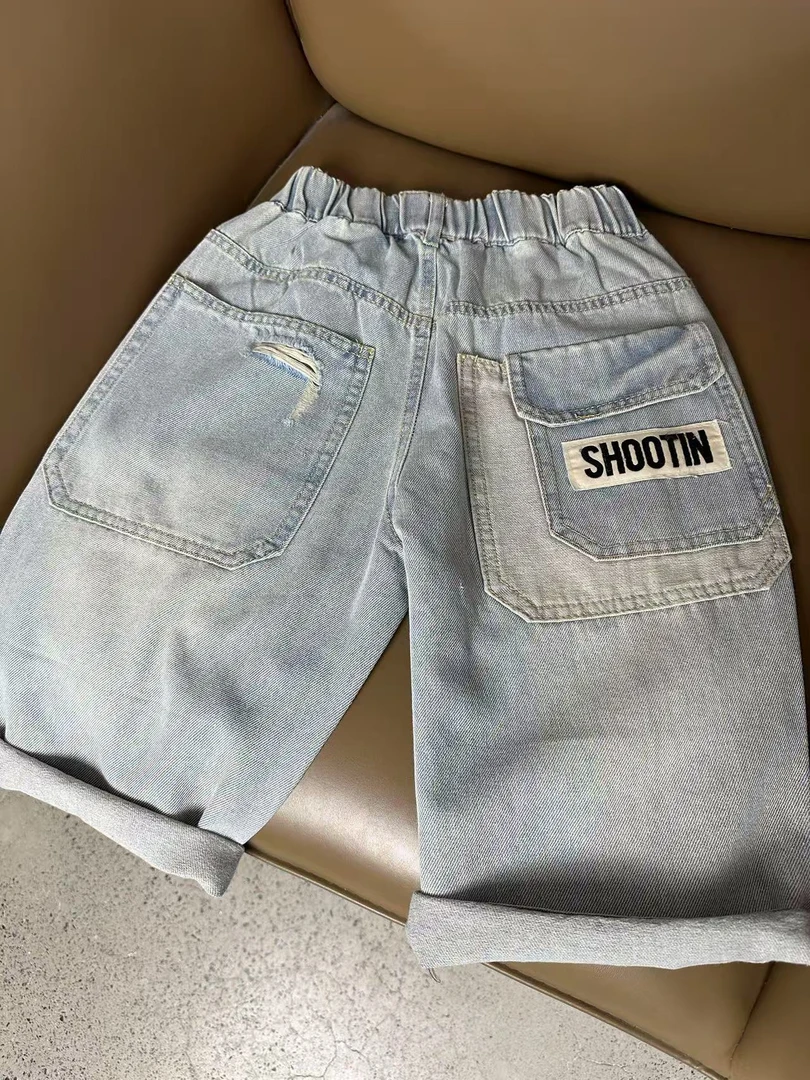 舅舅严选童装儿童夏季韩版宽松时尚百搭休闲牛仔中裤Z26211