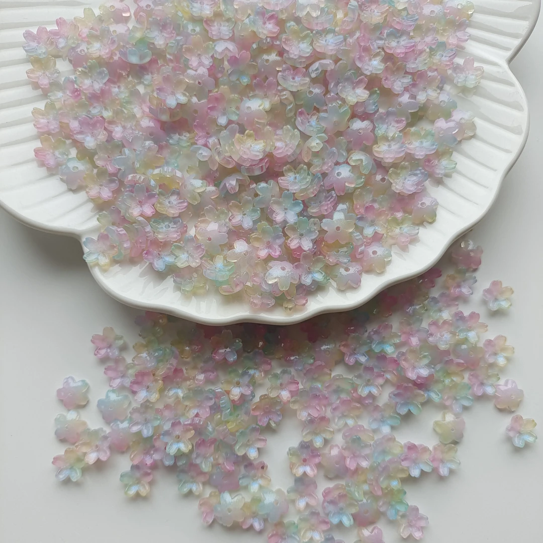 不锈钢琉璃手链 10mm蓝光小樱花琉璃配件手串diy材料手链串珠散珠