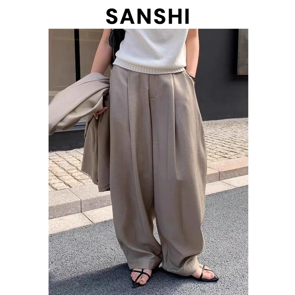 SANSHI【弯刀西装裤】时尚百搭宽松版阔腿裤 垂坠感遮胯显瘦长裤