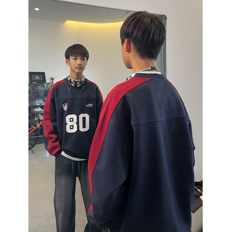 WY7352小赖家2025秋冬新款男童加绒卫衣青少年宽松潮牌上衣