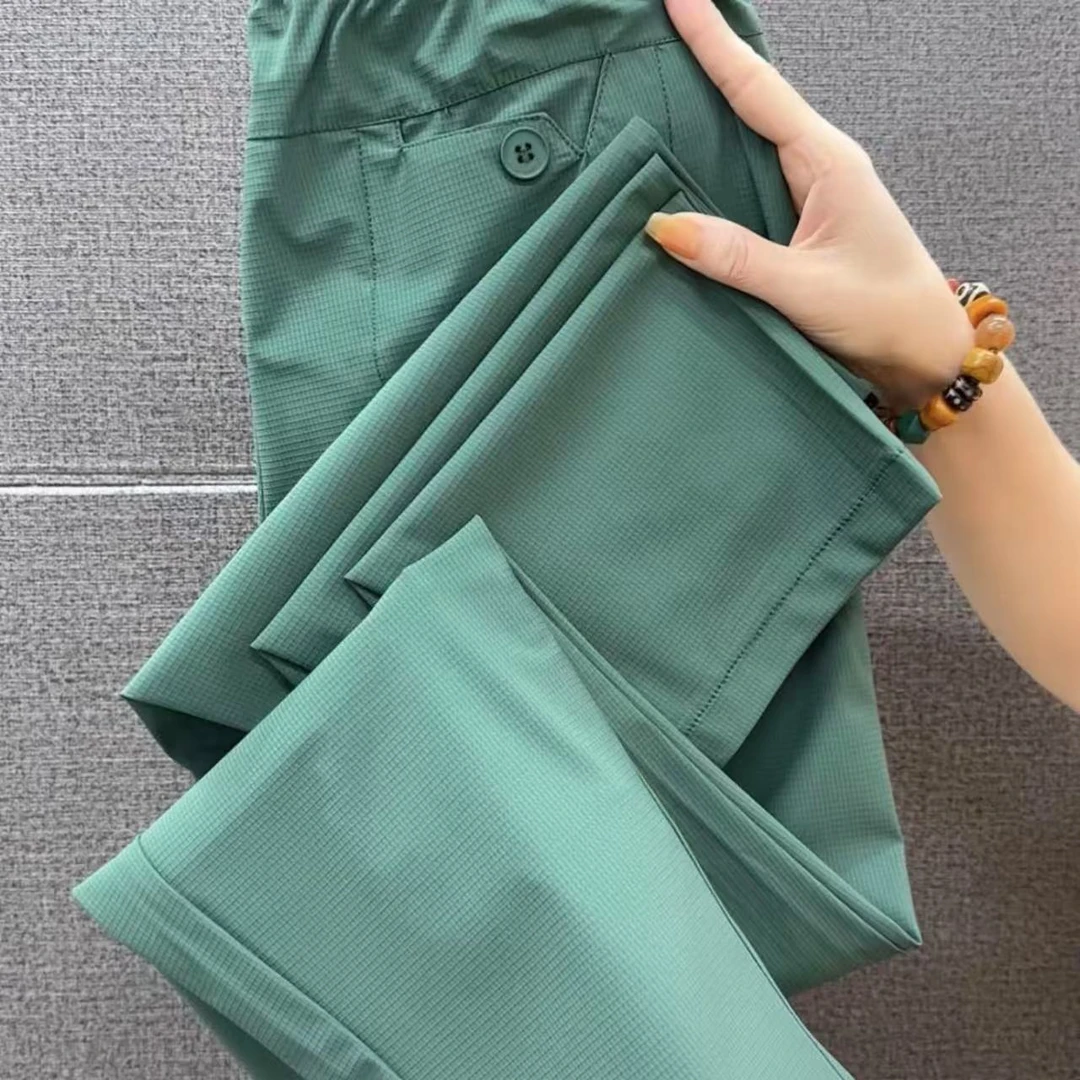 夏季小个子新款宽松2025哈伦裤高腰显瘦洋气休闲裤百搭九分萝卜裤