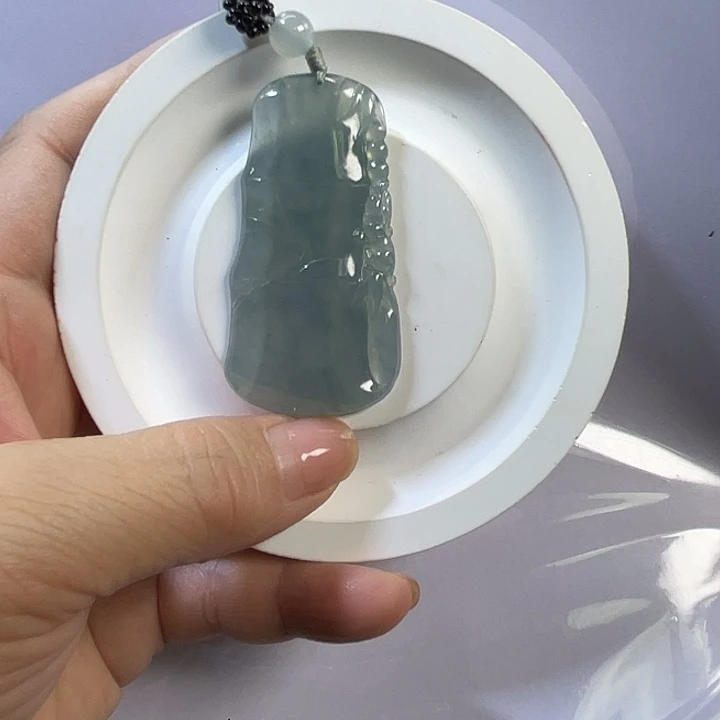翡翠未镶嵌颈饰蓝紫节节高吊坠